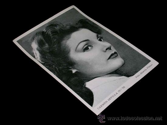 Cine: Foto Carmen Sevilla n&ordm; 72, 17 x 12 cms. Artistas de la Pantalla. Obsequio Revista Florita. A&ntilde;os 50.