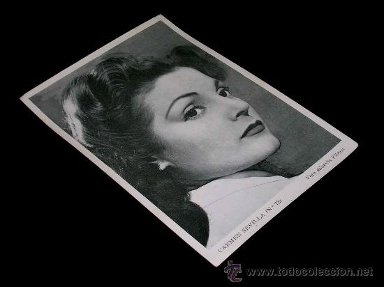 Cine: Foto Carmen Sevilla n&ordm; 72, 17 x 12 cms. Artistas de la Pantalla. Obsequio Revista Florita. A&ntilde;os 50.