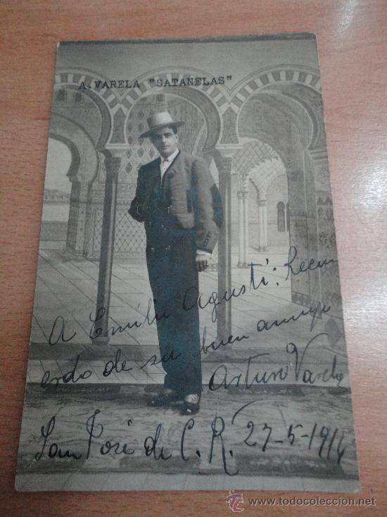Cine: TARJETA POSTAL FOTOGRAFICA DEL TRANSFORMISTA DEL GRUPO LOS SATANELAS, ARTURO VARELA. A&Ntilde;O DE 1914