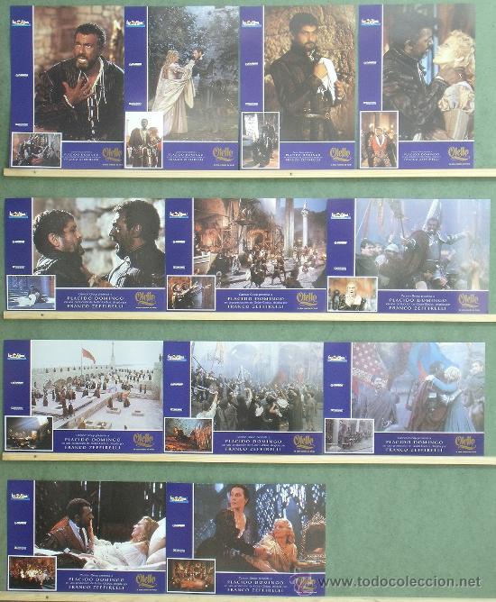 Cinema: QD80D OTELLO PLACIDO DOMINGO FRANCO ZEFFIRELLI SET COMPLETO 12 FOTOCROMOS ORIGINAL ESTRENO