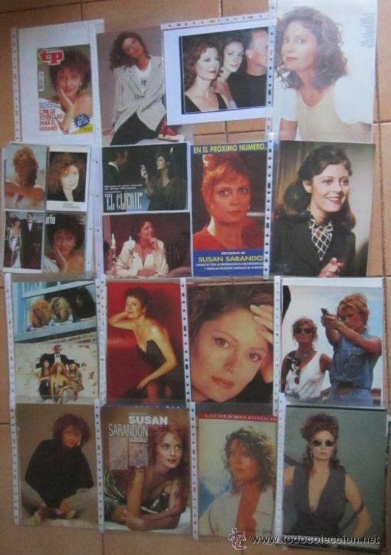 Cine: SUSAN SARANDON, LOTE DE 58 p&aacute;ginas DE RECORTES DE PRENSA EN FUNDAS DE PL&Aacute;STICO