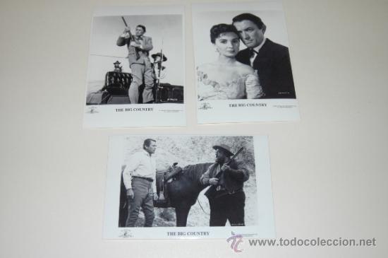 Cine: lote tres fotos horizontes de grandeza - gregory peck - 10 x 15 cm