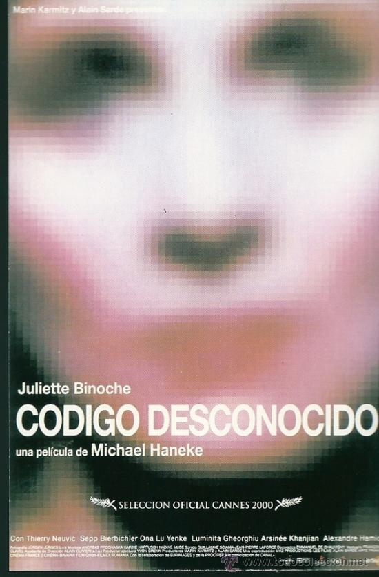 Cine: POSTAL CINE- C&Oacute;DIGO DESCONOCIDO-, FICHA DEL FILM EN REVERSO