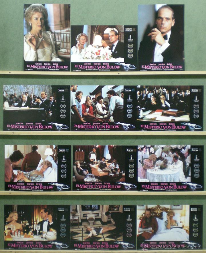 Kino: QG45 EL MISTERIO VON BULOW GLENN CLOSE JEREMY IRONS SET 12 COMPLETO FOTOCROMOS ORIGINAL ESTRENO