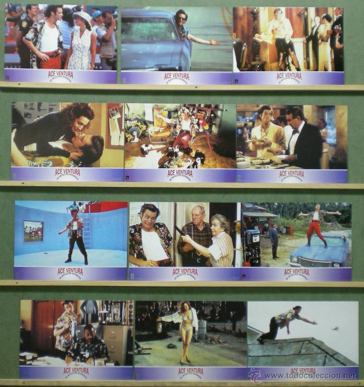 Cinema: QG68 ACE VENTURA JIM CARREY COURTENEY COX SET COMPLETO 12 FOTOCROMOS ORIGINAL ESTRENO