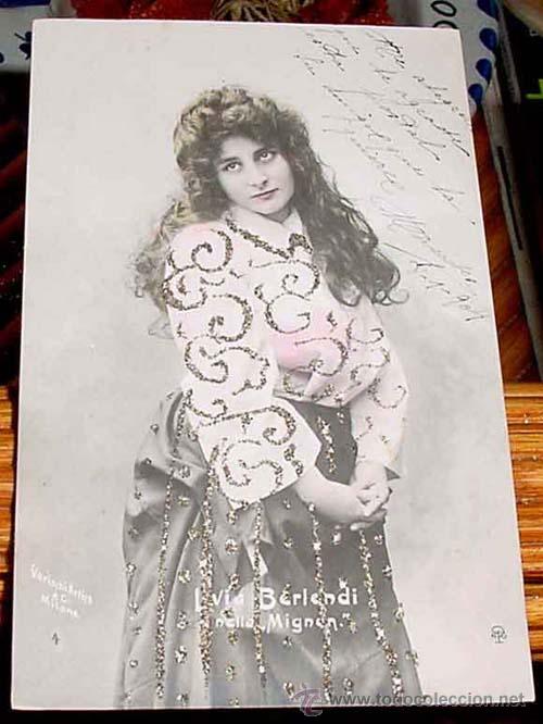 Kino: ANTIGUA POSTAL ARTISTAS - LVIA BERLENDI - NELLA MIGNON - MUJER CON VESTIDO DECORADO EN RELIEVE - CON
