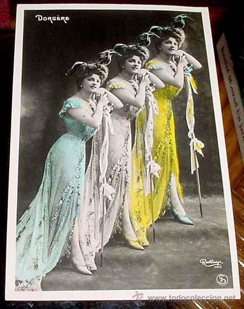 Kino: ANTIGUA POSTAL ARTISTA - DORGERE - TRES MUJERES BAILANDO - PARIS - NO CIRCULADA - ED. REUTLINGER .