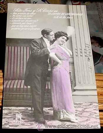 Kino: ANTIGUA POSTAL ARTISTAS - SE&Ntilde;ORITA FONS Y SE&Ntilde;OR CRESPO EN EL CONDE DE LUXEMBURGO - NO CIRCULADA - ES