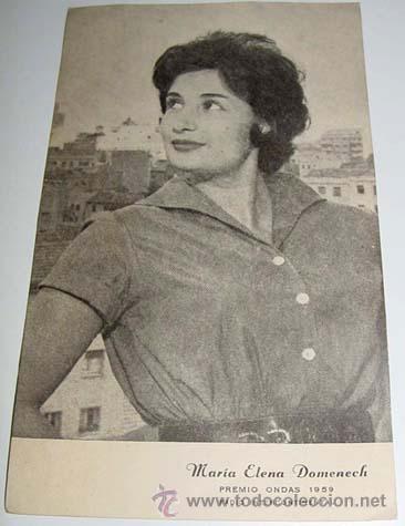 Kino: ANTIGUA FOTO-POSTAL DE MARIA ELENA DOMENECH - PREMIO ONDAS 1959 - NO CIRCULADA.