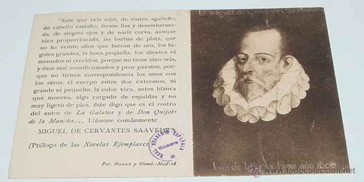 Kino: ANTIGUA POSTAL DE MIGUEL DE CERVANTES SAAVEDRA - ED. HAUSER Y MENET - NO CIRCULADA.