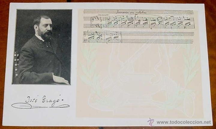 Kino: ANTIGUA POSTAL DEL MAESTRO JOSE TRAGO - ROMANZA SIN PALABRAS - COMPOSITOR MUSICO - CON PUBLICIDAD EN
