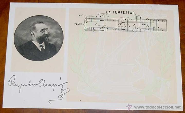 Kino: ANTIGUA POSTAL DEL MAESTRO Ruperto Chap&iacute; Lorente (Villena, 27 de marzo de 1851 - Madrid, 25 de marzo