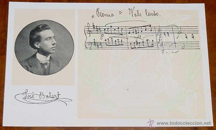Kino: ANTIGUA POSTAL DEL MAESTRO Manuel JOSE BALART - PEONA, VALS LENTO - CON PUBLICIDAD EN LA PARTE POSTE