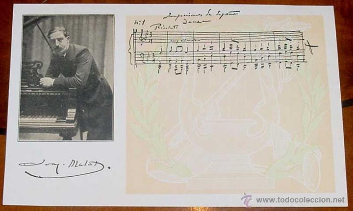 Kino: ANTIGUA POSTAL DEL MAESTRO COMPOSITOR DE IMPRESIONES DE ESPA&Ntilde;A - CON PUBLICIDAD EN LA PARTE POSTERIO