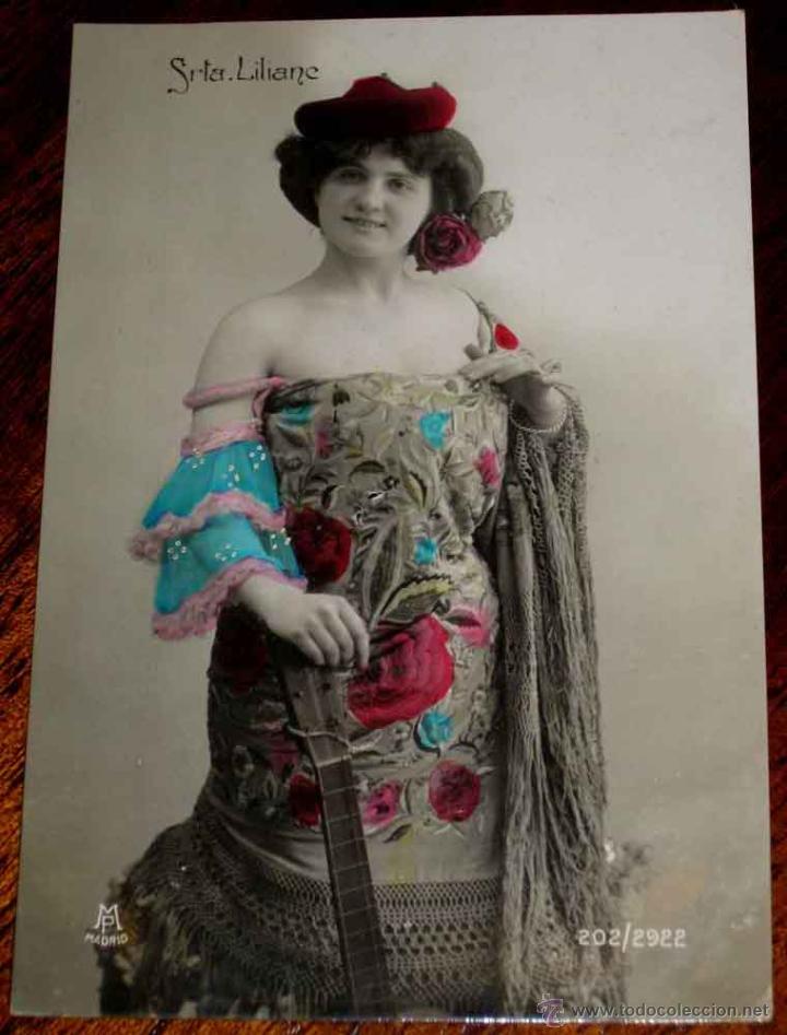 Kino: ANTIGUA FOTO POSTAL COLOREADA DE SRTA. LILIANE - NO CIRCULADA - ED. M.P. MADRID.