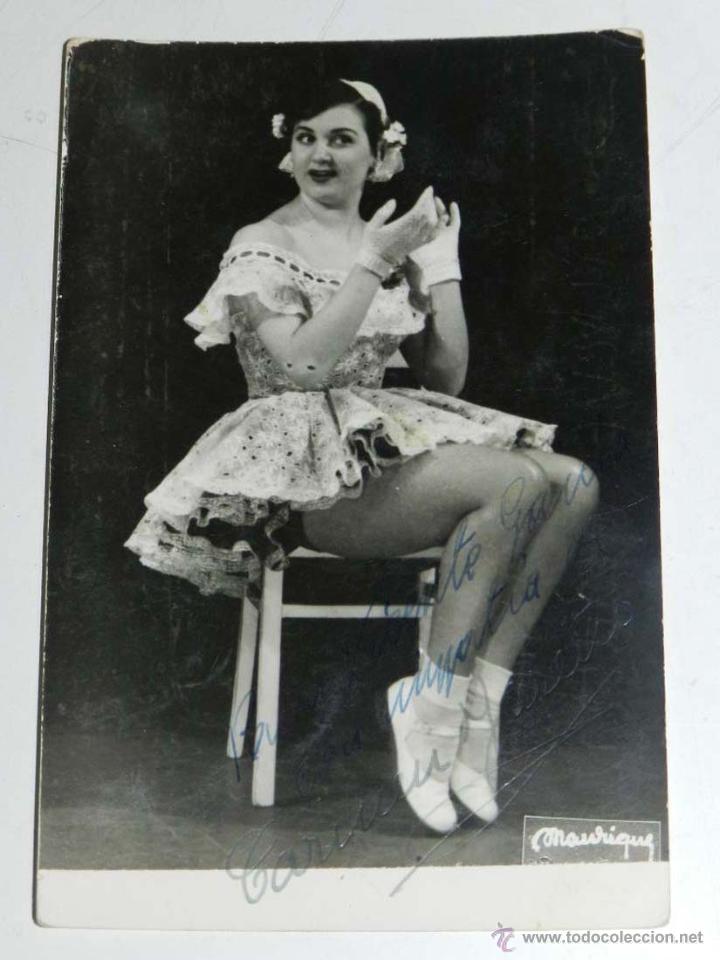 Kino: ANTIGUA FOTOGRAFIA DE LA ACTRIZ CARMEN JARE&Ntilde;O, CON FIRMA AUTOGRAFA Y DEDICATORIA, MIDE 14 X 9 CMS.