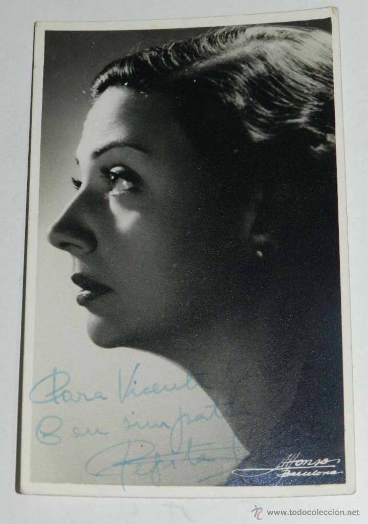 Kino: ANTIGUA FOTO POSTAL DE LA ACTRIZ PEPITA MARTIN, CON FIRMA AUTOGRAFA Y DEDICATORIA, MIDE 14 X 9 CMS.
