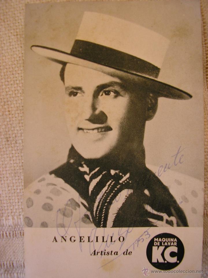 Cine: POSTAL DE ANGELILLO - 9 cm x 15 cm - Blanco y Negro - Autografiada (1952)