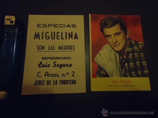 Cine: antigua foto cromo postal, universal internacional , especies miguelina , kirk douglas