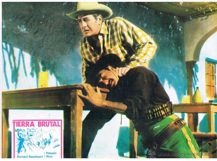 Cine: 8 FOTOCROMOS DE LA PELICULA: TIERRA BRUTAL. RICHARD BASEHEART - PAQUITA RICO.