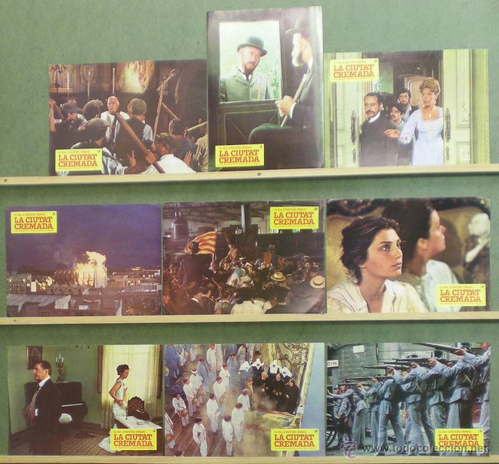 Cine: UM59 LA CIUDAD QUEMADA / LA CIUTAT CREMADA ANTONI RIBAS SET 9 FOTOCROMOS ORIGINAL ESTRENO en CATALAN