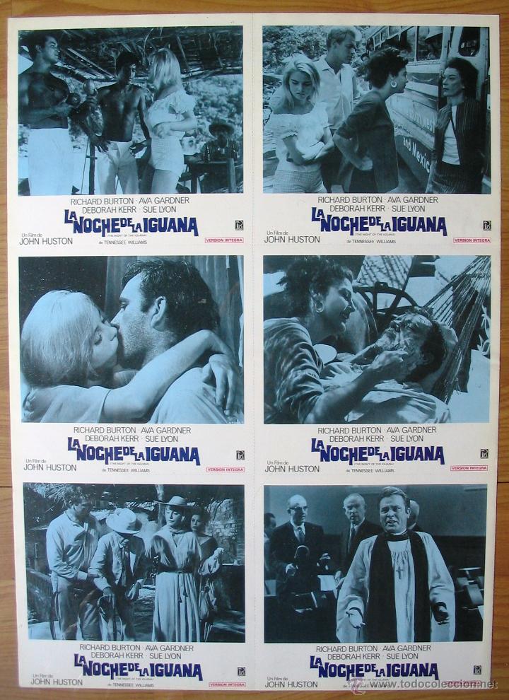 Cine: La noche de la iguana - 6 fotocromos originales - John Huston - Richard Burton - Ava Gardner