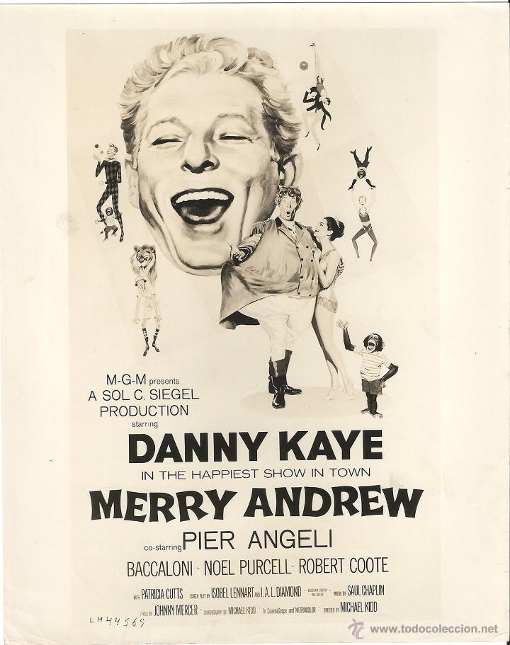 Cine: F13631 DANNY KAYE PIER ANGELI LOCO POR EL CIRCO FOTO B/N ORIGINAL AMERICANA