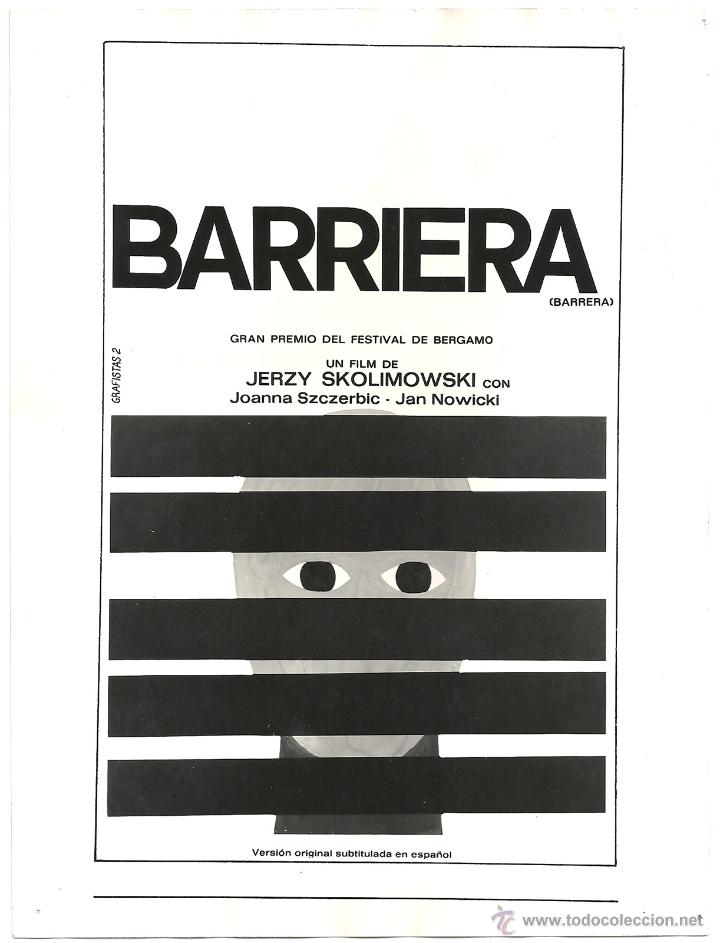 Cine: F13674 LA BARRERA JERZY SKOLIMOWSKI FOTO B/N ORIGINAL ESPA&Ntilde;OLA