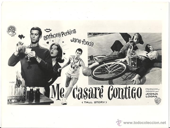 Cine: F28577D ANTHONY PERKINS JANE FONDA ME CASARE CONTIGO BALONCESTO FOTO B/N ORIGINAL ESPA&Ntilde;OLA