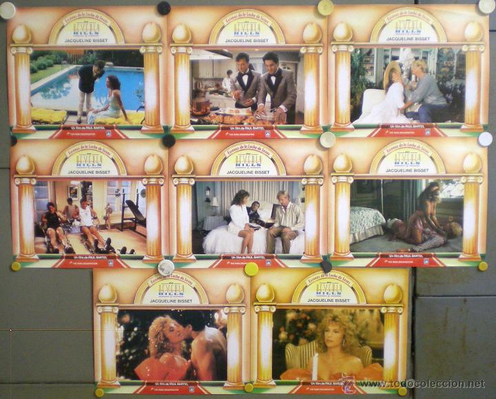 Cinema: UO94 ESCENAS LUCHA SEXOS BEVERLY HILLS JAQUELINE BISSET SET COMPLETO 8 FOTOCROMOS ORIGINAL ESTRENO