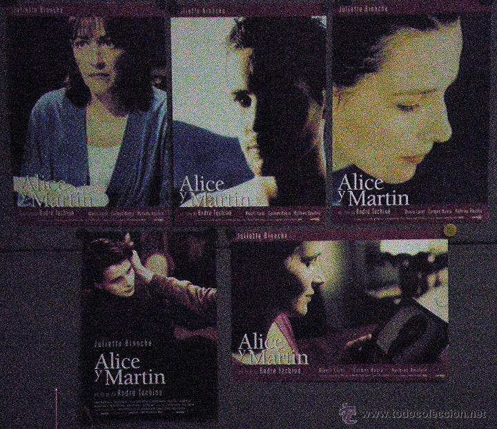 Cine: UP17 ALICE Y MARTIN JULIETTE BINOCHE CARMEN MAURA SET 4 FOTOCROMOS + GUIA ORIGINAL ESTRENO