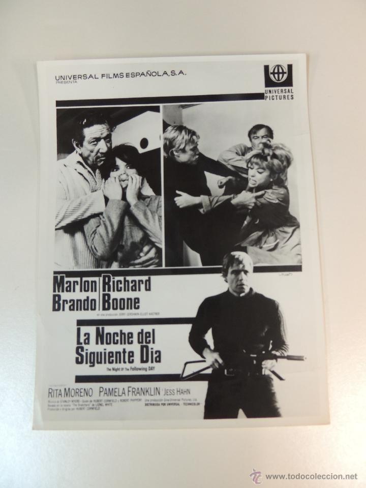 Cine: la noche del dia siguiente - foto b/n original - marlon brando richard boone rita moreno