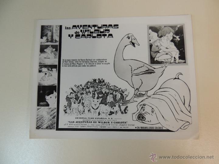 Cine: las aventuras de wilbur y carlota - foto b/n original - animacion hanna barbera