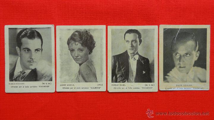 Cine: RAM&Oacute;N NOVARRO,JANET GAYNOR, CONRAD NAGEL, JAQUE CATELAIN, 4 FOTO CROMO KALMINE