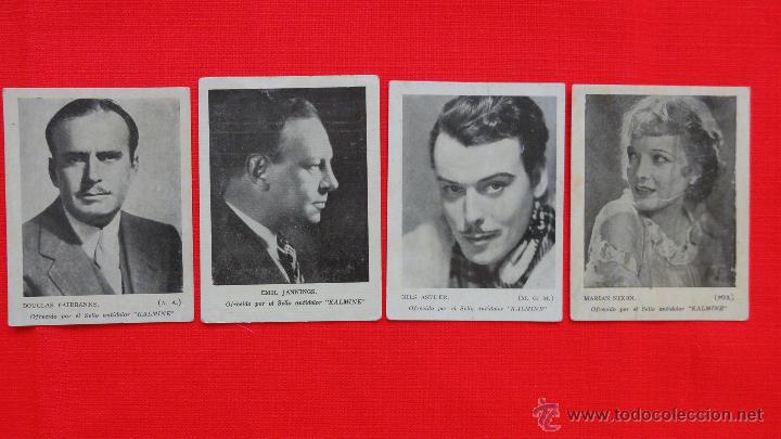 Cine: DOUGLAS FAIRBANKS, EMIL JANNINGS, NILS ASTHER, MARIAN NIXON, 4 FOTO CROMO KALMINE