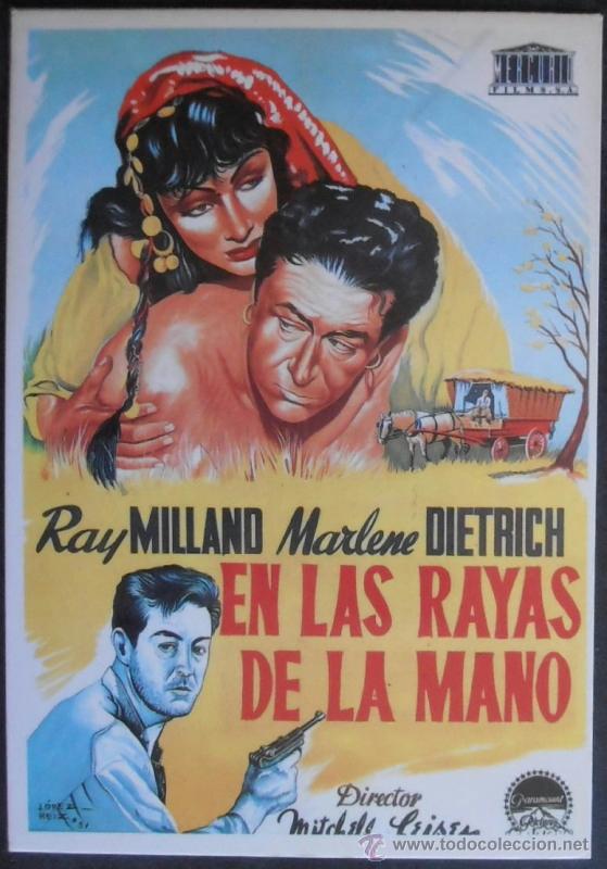 Cine: (7102)POSTAL SERIE SPANISH POSTERS N&ordm; 22,EN LAS RAYAS DE LA MANO,RAY MILLAND,MARLENE DIETRICH