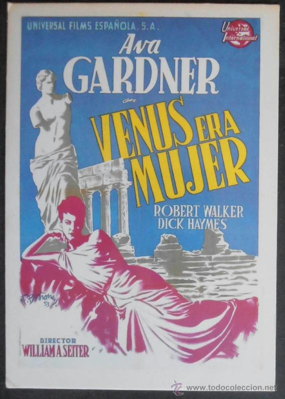 Cine: (7124)POSTAL SERIE SPANISH POSTERS N&ordm; 77,VENUS ERA MUJER,AVA GARDNER,ROBERT WALKER