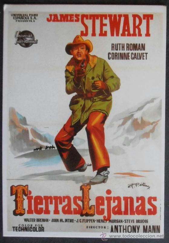 Cine: (7133)POSTAL SERIE SPANISH POSTERS N&ordm; 165,TIERRAS LEJANAS,JAMES STEWART,RUTH ROMAN