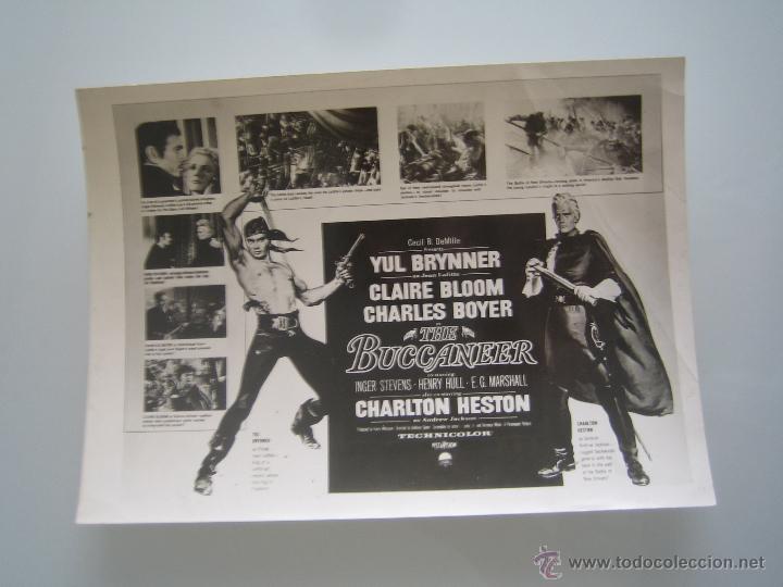 Cine: los bucaneros the buccaner - foto original b/n estreno - charlton heston yul brynner claire bloom