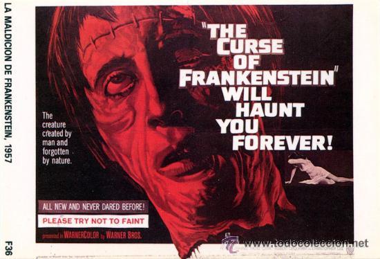Cine: POSTAL - LA MALDICI&Oacute;N DE FRANKENSTEIN - ARTECINE - F36 - 10 x 15 (SIN USAR)