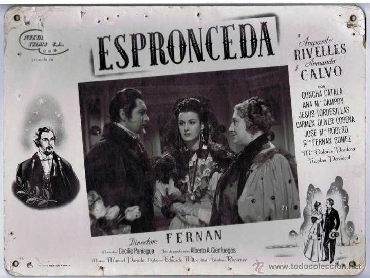 Cine: Espronceda. Cartelera de cartón de lestreno en 1945. Con Amparo Rivelles y Armando Calvo. Fotocromo - Foto 1 - 45353335