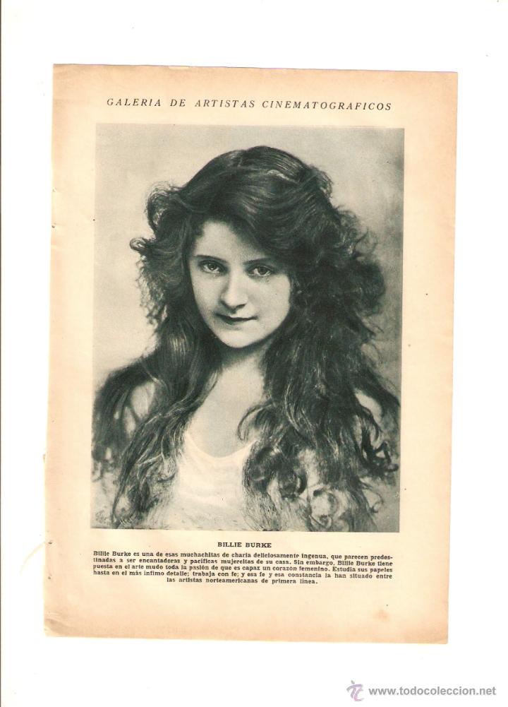 Cin&eacute;ma: A&Ntilde;OS 20 RECORTE PRENSA FOTOGRAFIA BILLIE BURKE MARCEL LEVESQUE ARTISTA CINE