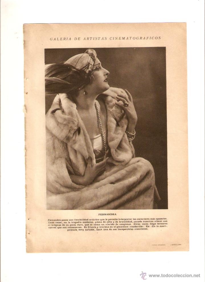 Cin&eacute;ma: A&Ntilde;O 1923 RECORTE PRENSA FOTOGRAFIA CINE LILIAN GISH FERNANDRA ARTISTA CINE CINEMATOGRAFICO
