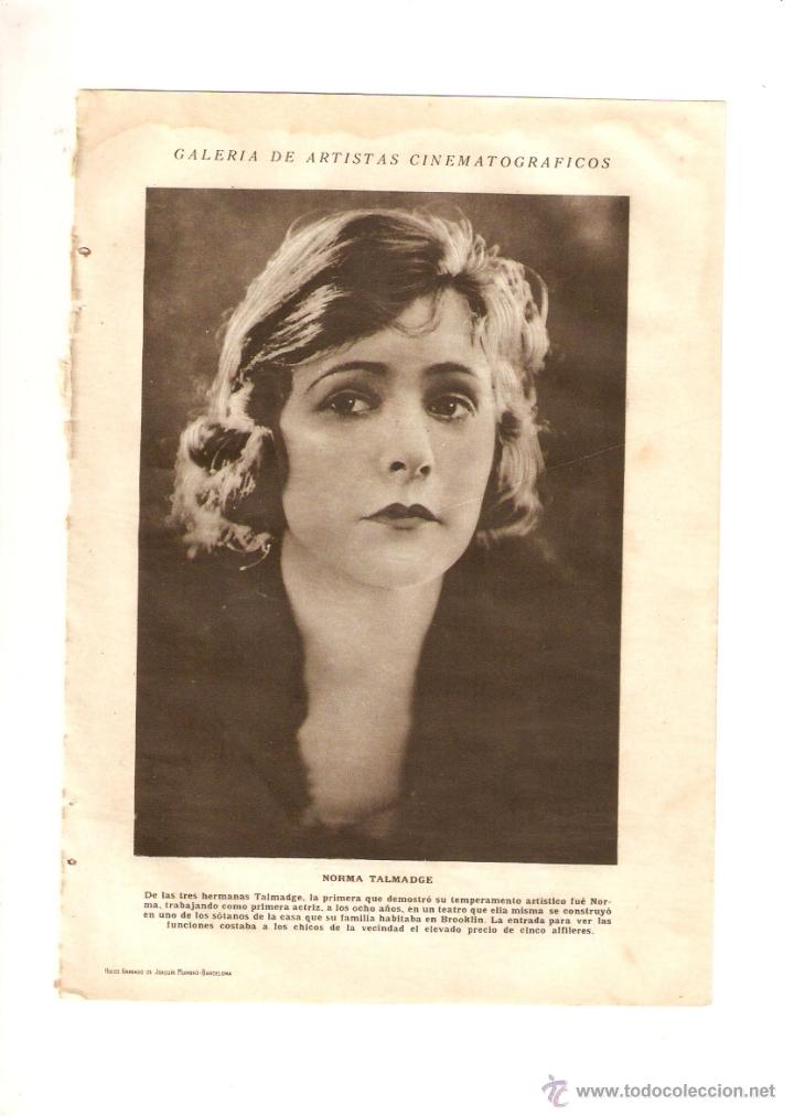 Cin&eacute;ma: A&Ntilde;O 1924 RECORTE PRENSA FOTOGRAFIA NORMA TALMADGE LIA DE PUTTI ARTISTAS CINE ACTRIZ