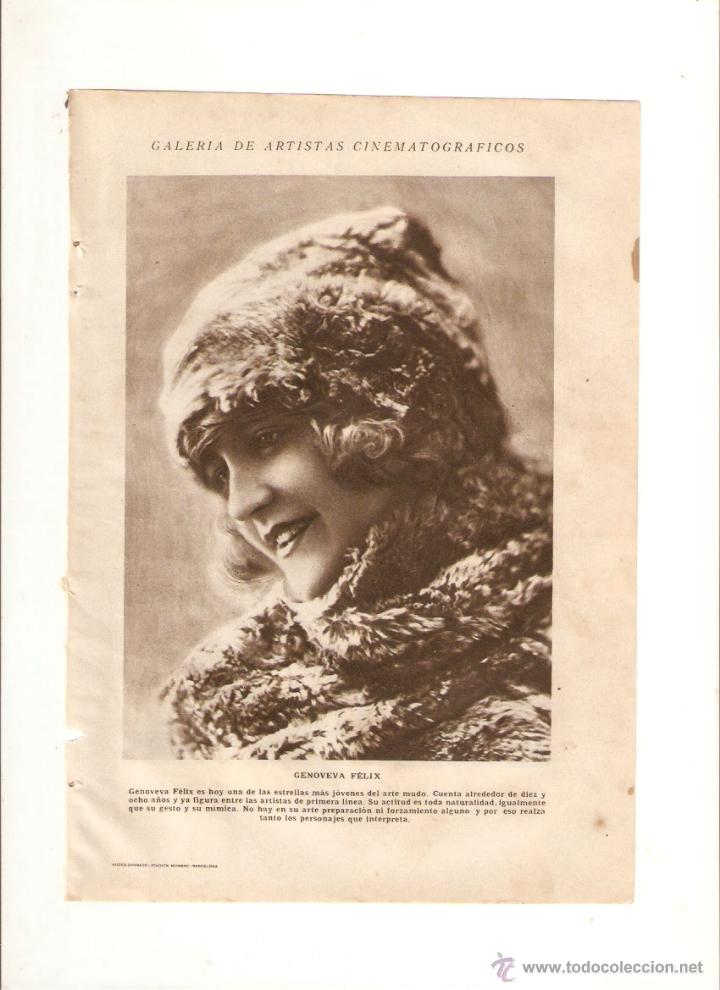 Cin&eacute;ma: A&Ntilde;O 1924 RECORTE PRENSA FOTOGRAFIA EVA NOVAK GENOVEVA FELIX ACTRIZ ARTISTA CINE