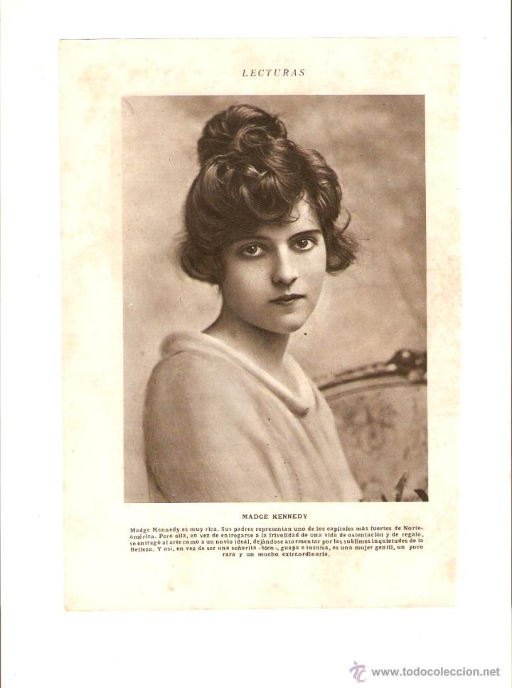 Cin&eacute;ma: A&Ntilde;O 1924 RECORTE PRENSA FOTOGRAFIA MADGE KENNEDY CORINA GRIFFITH ARTISTA ACTRIZ CINE