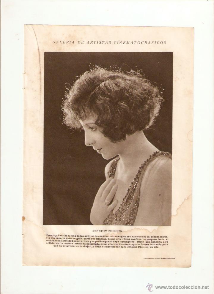 Cin&eacute;ma: A&Ntilde;O 1924 RECORTE PRENSA FOTOGRAFIA DOROTHY PHILLIPS HOPE HAMPTON ARTISTAS ACTRIZ ACTRICES CINE