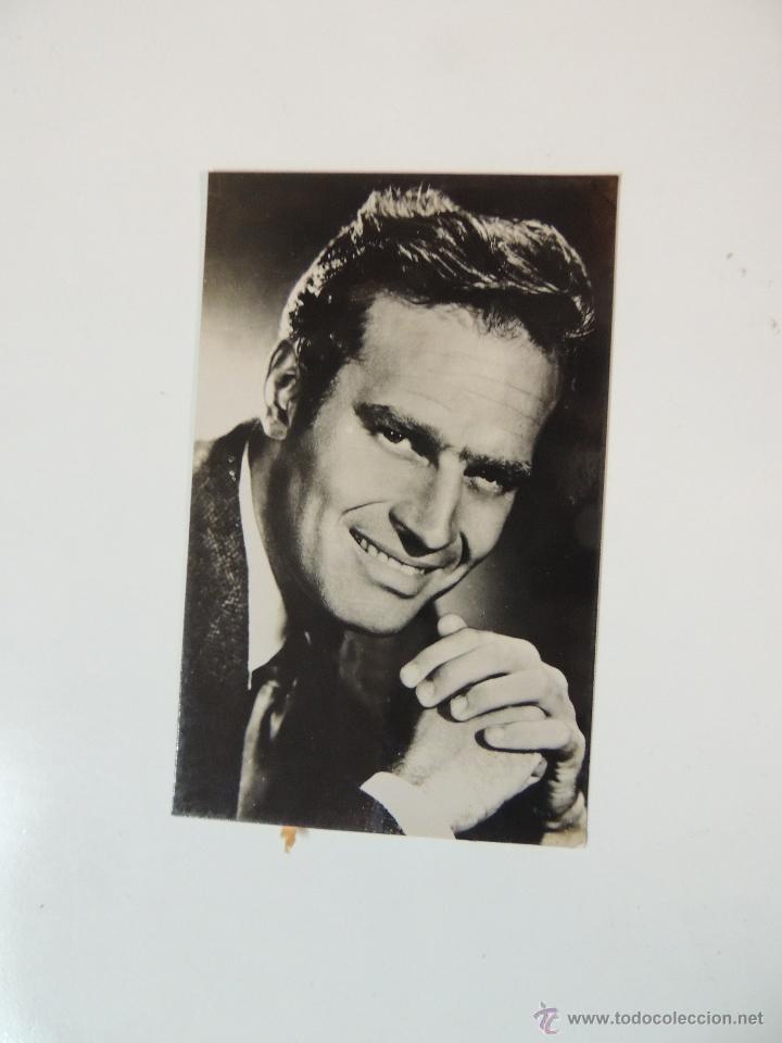 Cine: charlton heston - postal original b/n - col. marte