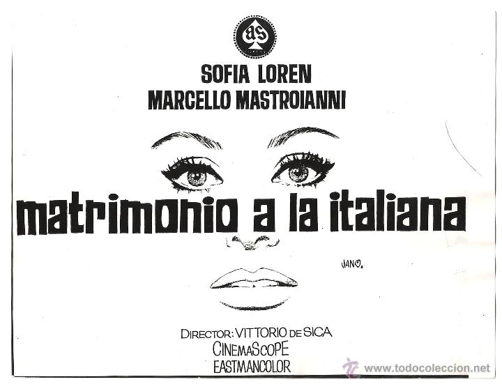 Cine: F28578D SOFIA LOREN MATRIMONIO A LA ITALIANA FOTO B/N ORIGINAL ESPA&Ntilde;OLA