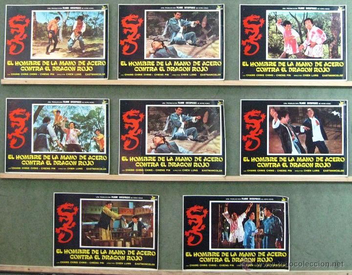 Cine: VM11 EL HOMBRE DE LA MANO DE ACERO CONTRA EL DRAGON ROJO SET 8 FOTOCROMOS ORIGINAL ESTRENO